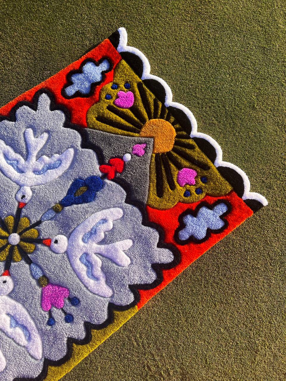 Close-up of hand-tufted rug